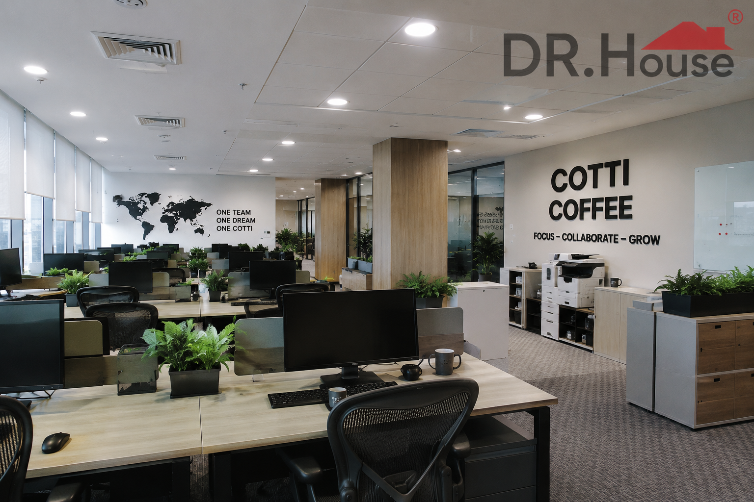thiết kế văn phòng Cotti Coffee