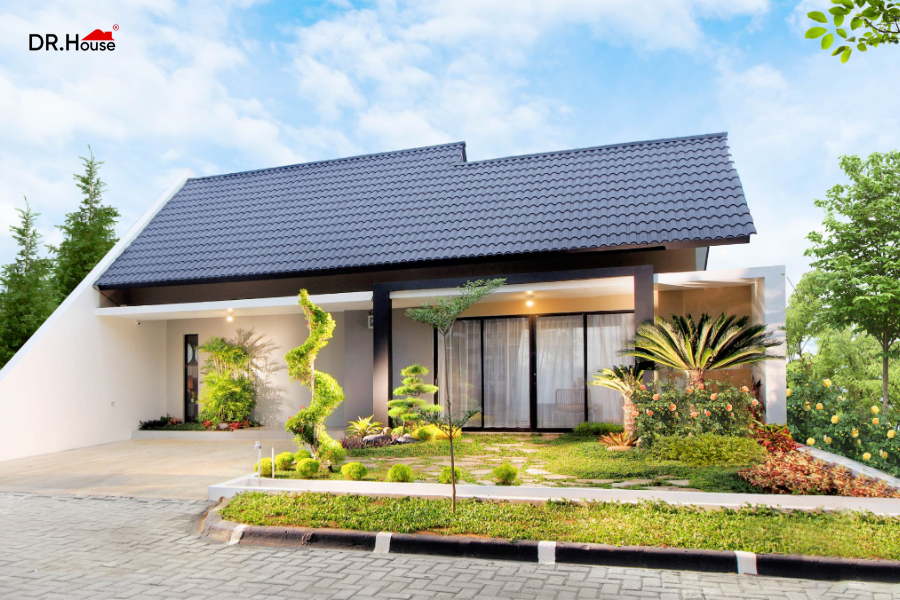 Mẫu nhà cấp 4 không gian mở với vườn cây gần gũi thiên nhiên