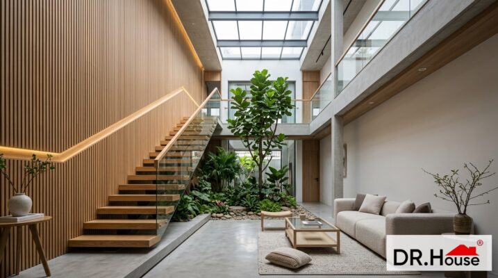 Cải tạo nhà ống cũ đẹp hiện đại kết hợp giếng trời lấy sáng Dr.House