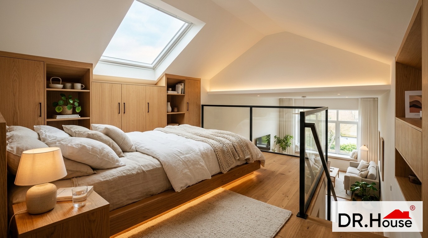 Phòng ngủ trên gác lửng tiện nghi ấm cúng tối ưu diện tích chi phí 200 triệu - Dr.House