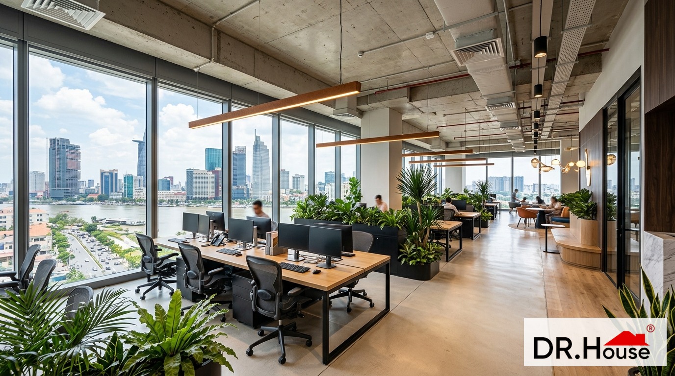 Thiết kế văn phòng hiện đại view Bitexco sông Sài Gòn 2026 - Dr.House